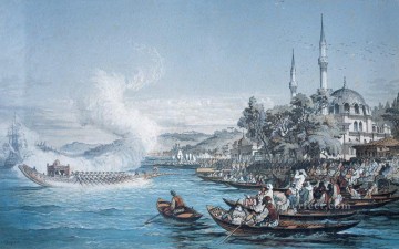 Estambul barcos Amadeo Preziosi Neoclasicismo Romanticismo ciudad Pinturas al óleo